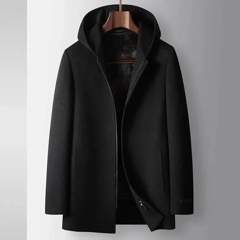 Women's Coat with Wool and Hood | Zip Closure | For Winter | Size XS-2XL | Brown, Black