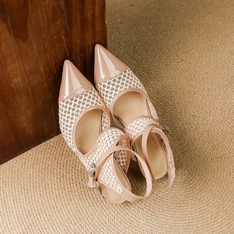 Velour Genuine Leather Slingbacks