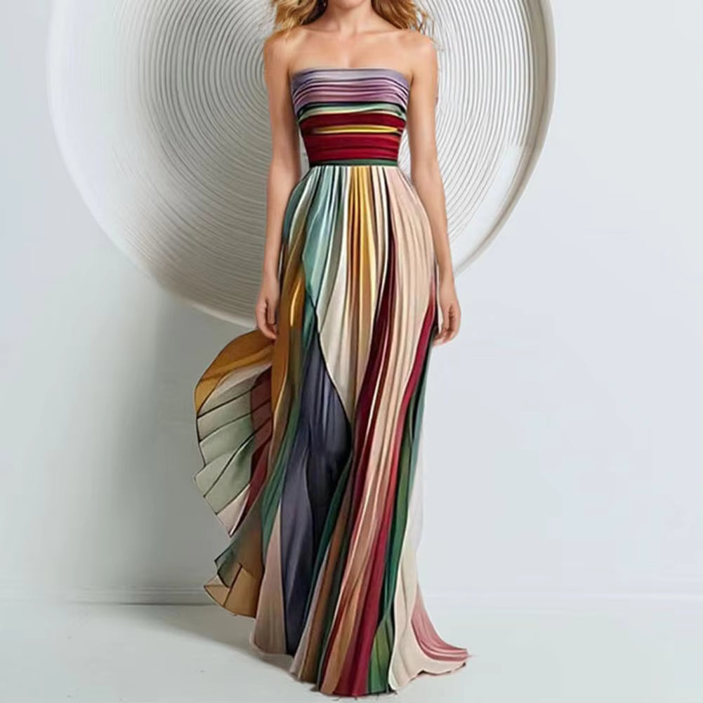 Dorothea | Strapless Smocked Striped Sundress with Bodice