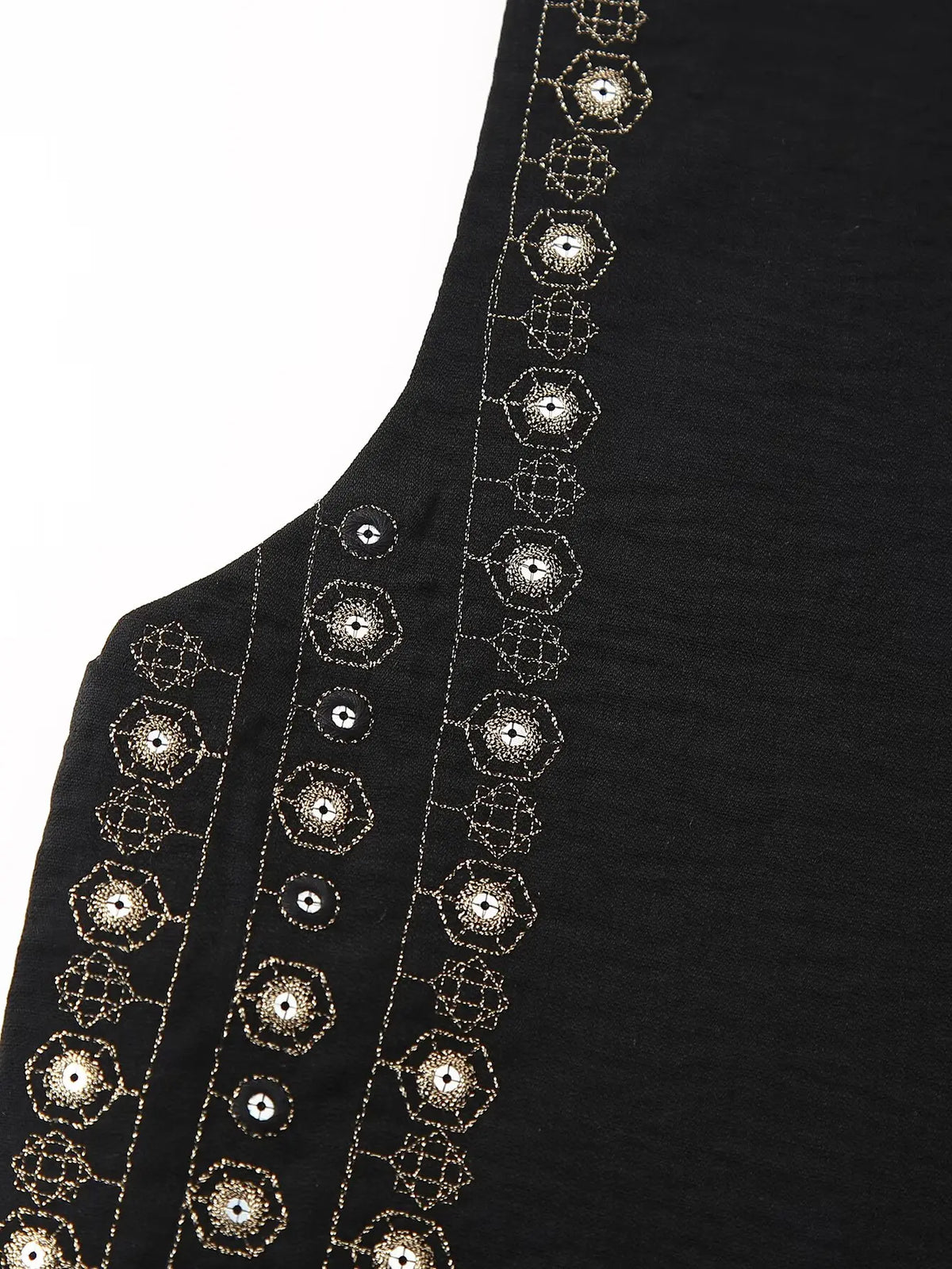 Women's Sequin-Embroidered Boho Vest, Cropped Cut | Hand-Stitched Sparkle, Open-Front Design | Black | Sizes S–L