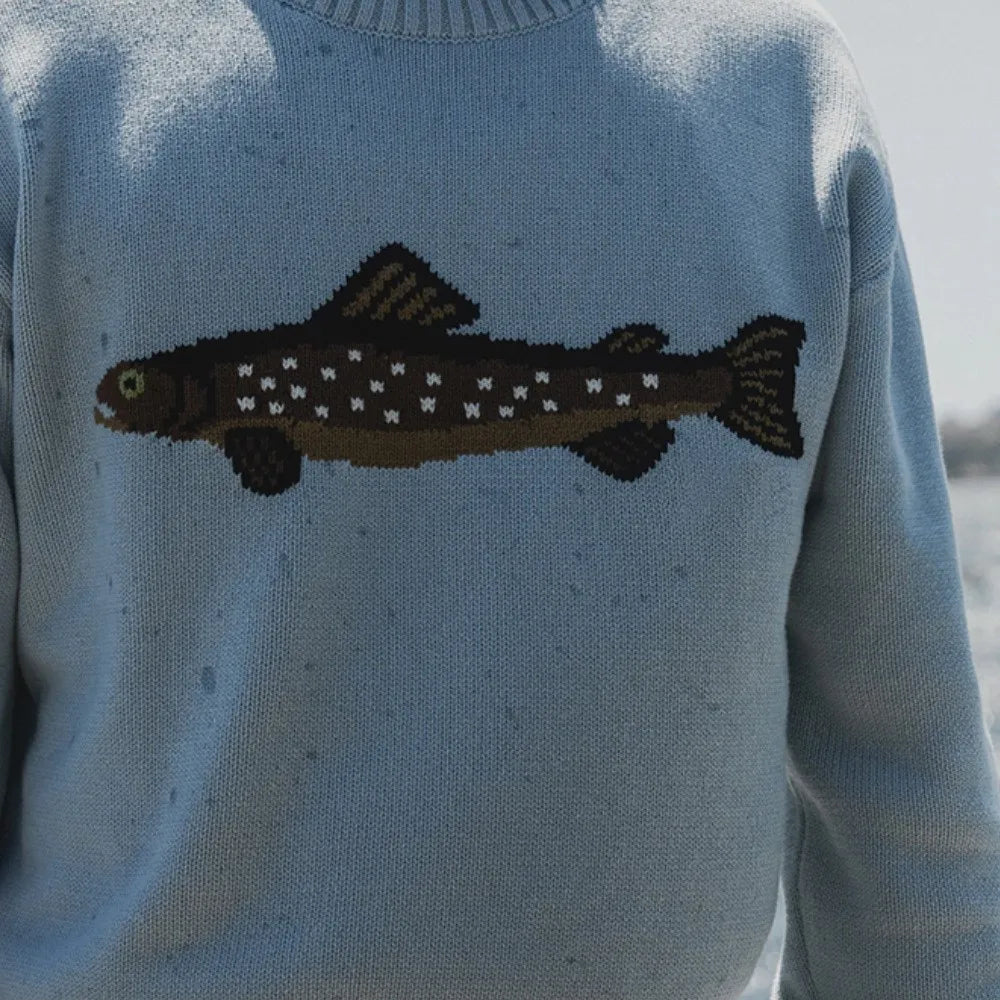 Hadley | Womens Half-Zip Knit Sweater with Fish Pattern | Wool-Blend, Ribbed Cuffs | Forest Green, Black and More XS-XL