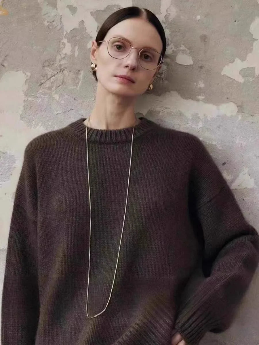Deanna | Womens Pure Cashmere Oversized Sweater | Relaxed Fit, Soft Warm Knit | Gray, White or Brown Sizes S-2XL