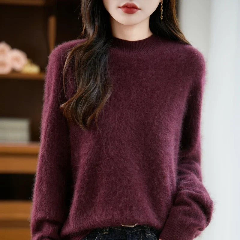 Arabelle | Womens Cashmere Wool Blend High Neck Sweater | Thick Soft Knit, Relaxed Fit | Red, Blue, Brown and More XS-XXXL