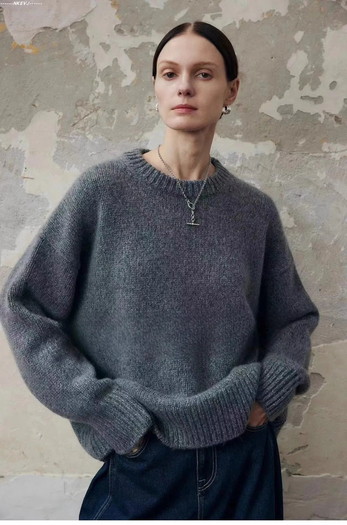 Deanna | Womens Pure Cashmere Oversized Sweater | Relaxed Fit, Soft Warm Knit | Gray, White or Brown Sizes S-2XL