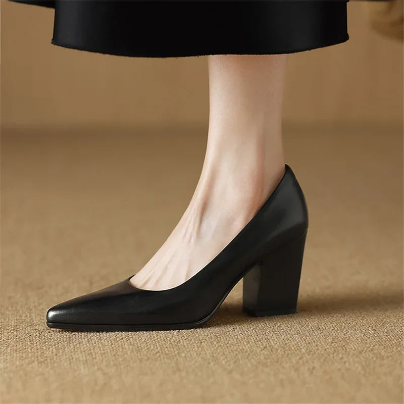 Nora Genuine Leather Heels
