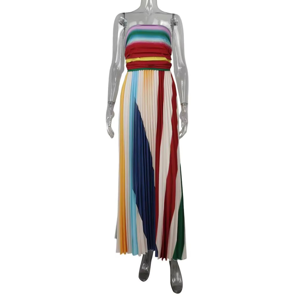 Dorothea | Strapless Smocked Striped Sundress with Bodice