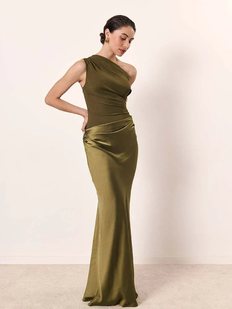 Luna | Satin Maxi Dress with Slit