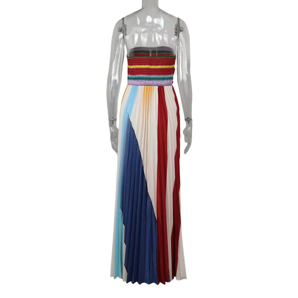 Dorothea | Strapless Smocked Striped Sundress with Bodice