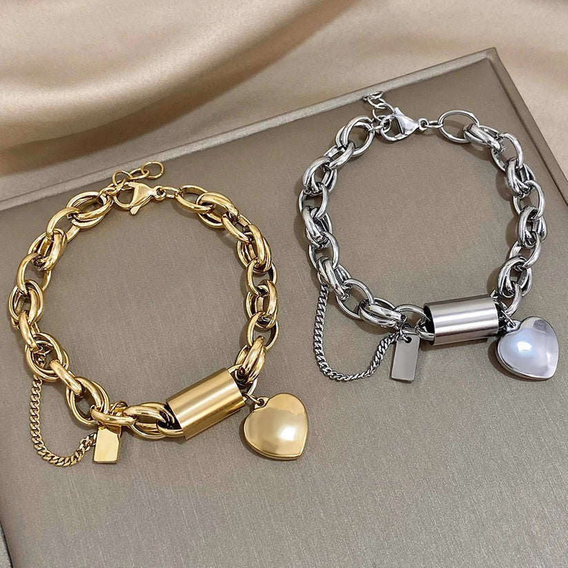 Chunky White Gold Bracelet - Statement Cuff for Women