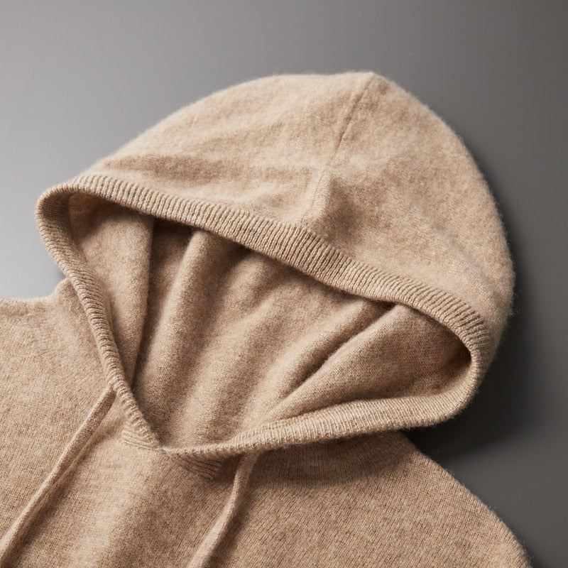 Luke | Mens Merino Wool Hoodie | Soft, Breathable Yet Warm, Single-Thread Design | Khaki, Light Gray and More XS-2XL