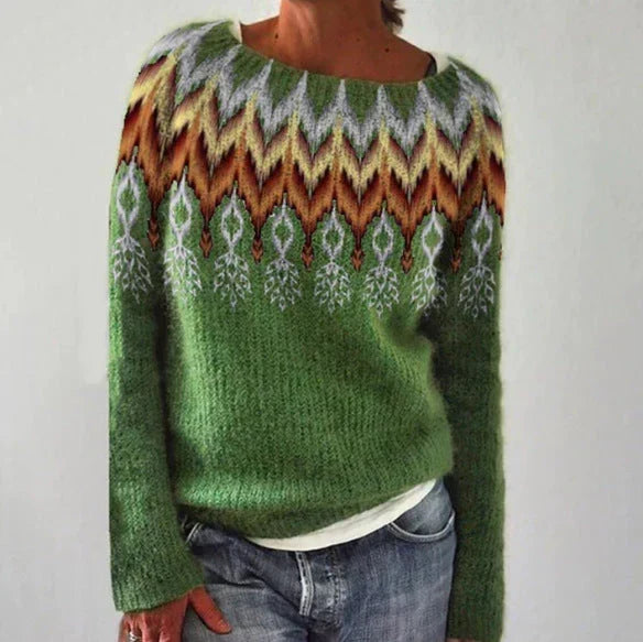 Women's Nordic Pattern Christmas Sweater – Festive Winter Holiday Sweater