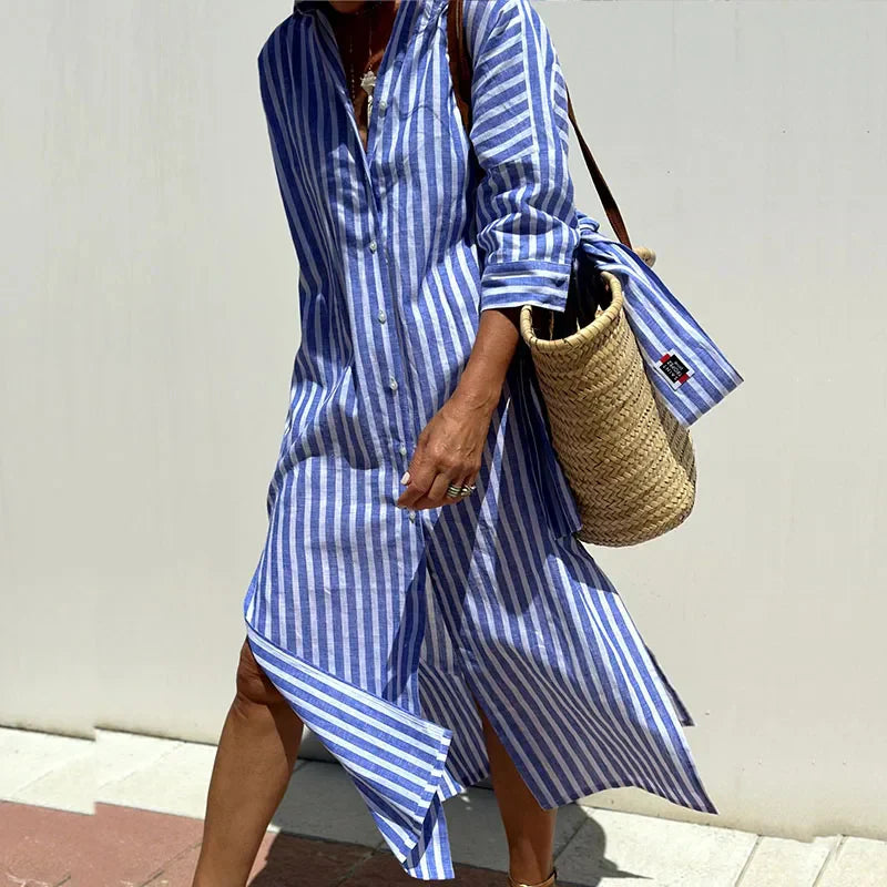 Lena - Classic Striped Shirt Dress