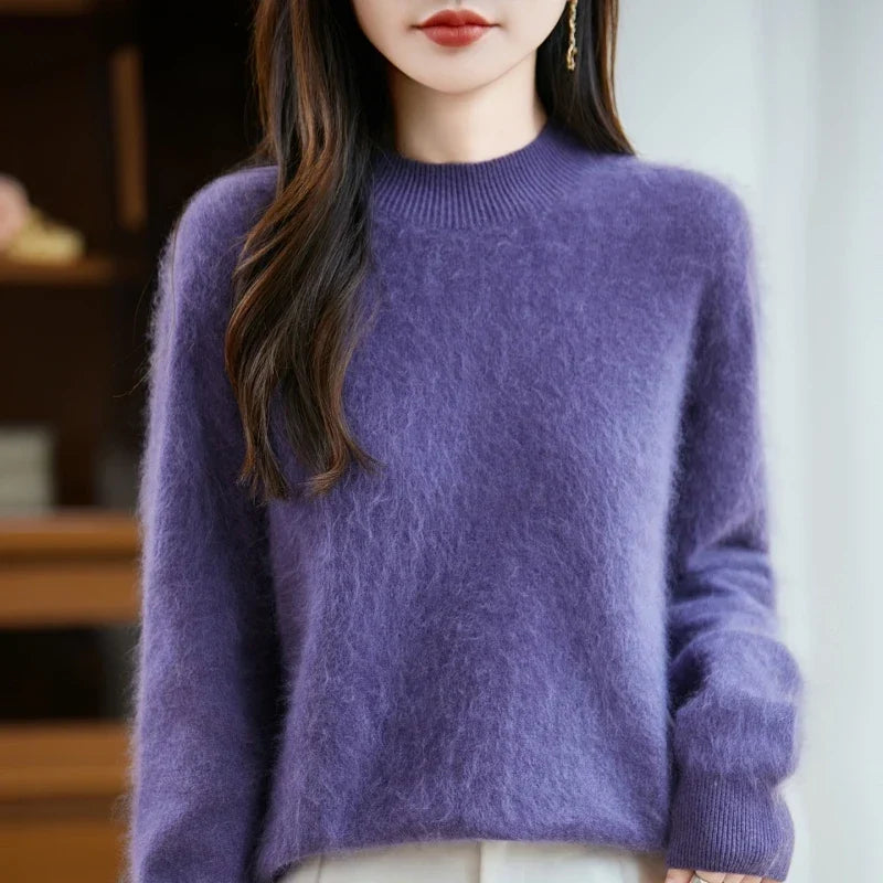 Arabelle | Womens Cashmere Wool Blend High Neck Sweater | Thick Soft Knit, Relaxed Fit | Red, Blue, Brown and More XS-XXXL