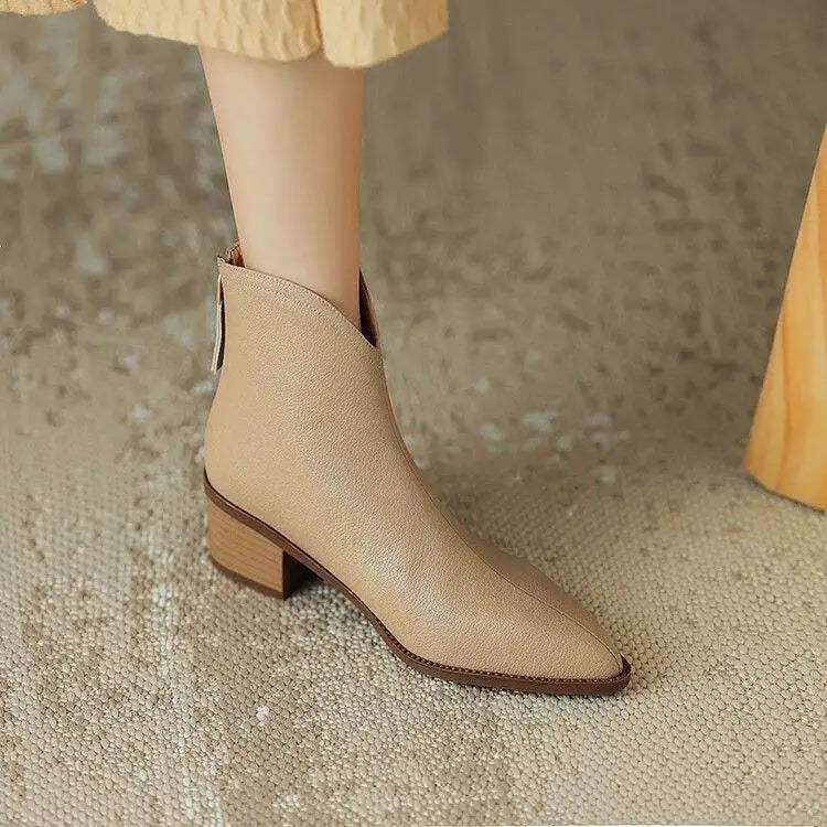 Women's Ankle Boots with a Block Heel | Pointed Toe and Cushioned Sole for Office and Evening | Size 5.5-8, 3 Colors