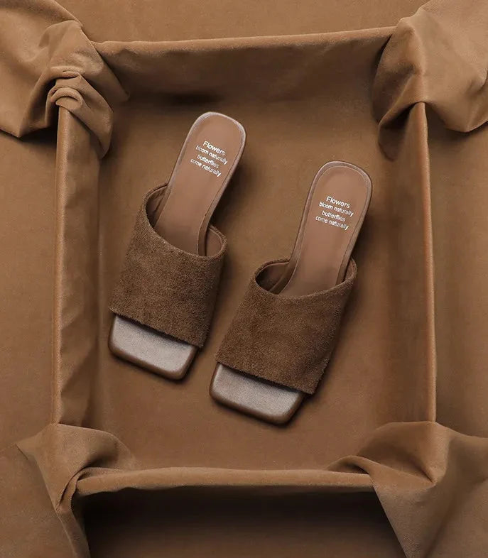 Allison Suede-Look Heeled Mules