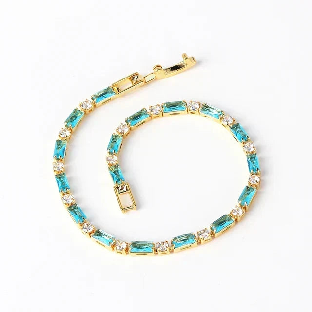 Turquoise Stone Bracelet with Gold Accents for Women