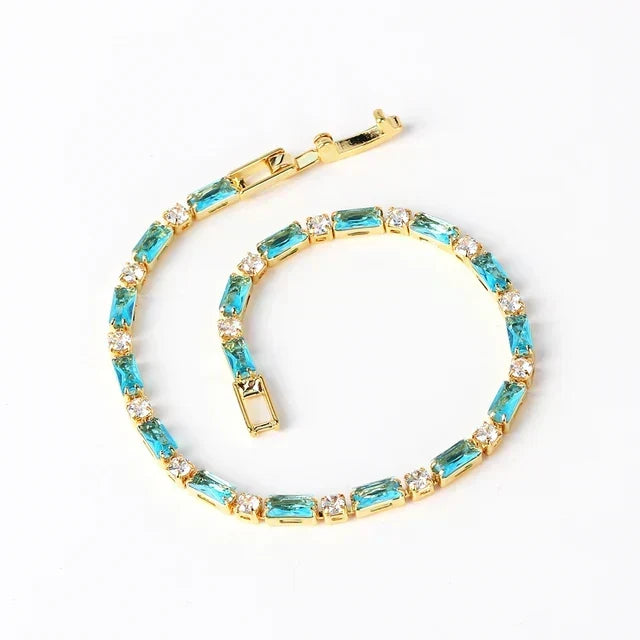 Turquoise Stone Bracelet with Gold Accents