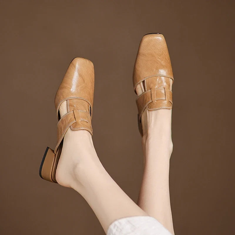 Delora Genuine Leather Mules