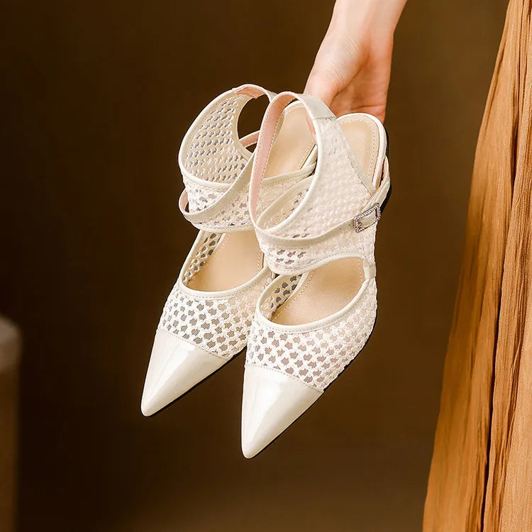 Velour Genuine Leather Slingbacks