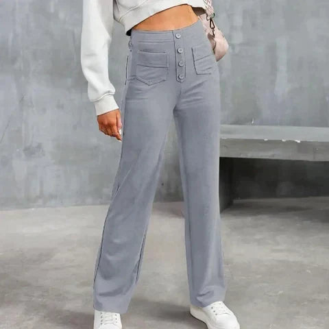 Women's Stretch Pull-On Pants – High Waist Elastic Waist Casual Trousers