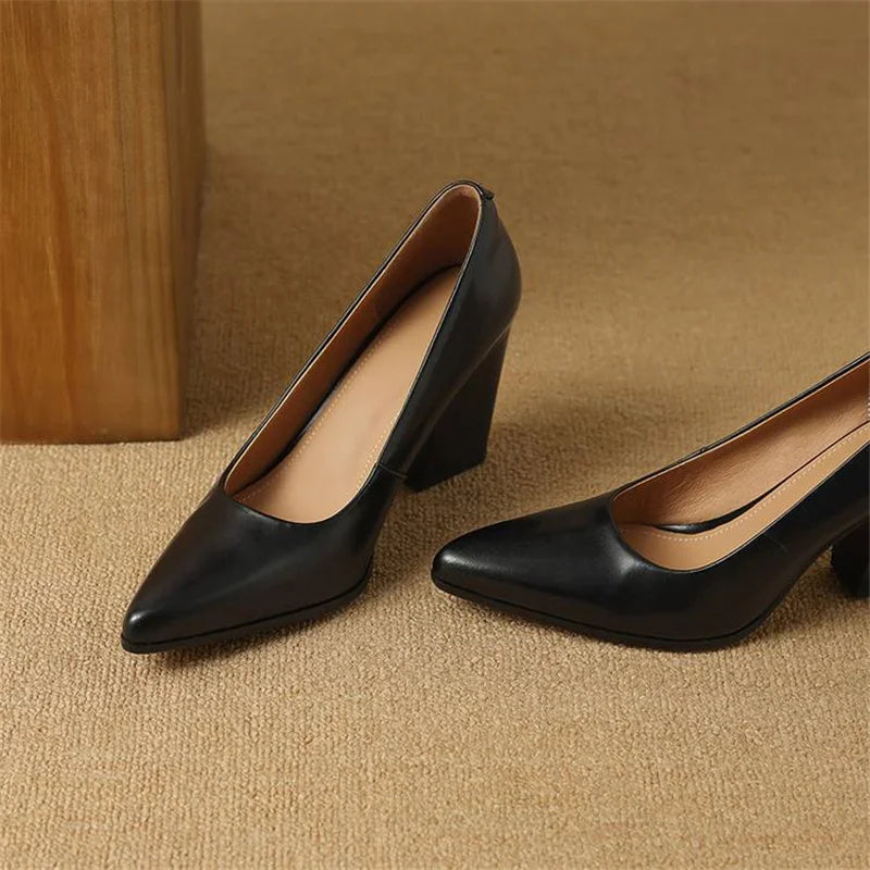 Nora Genuine Leather Heels