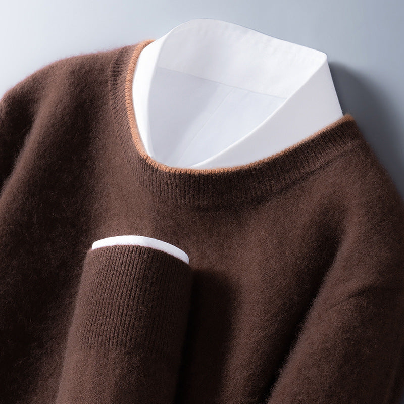 Bennett | Mens Cashmere Crewneck Sweater, Contrast Trim | Soft Lightweight Warmth, Breathable | 5 Colors XS-XL
