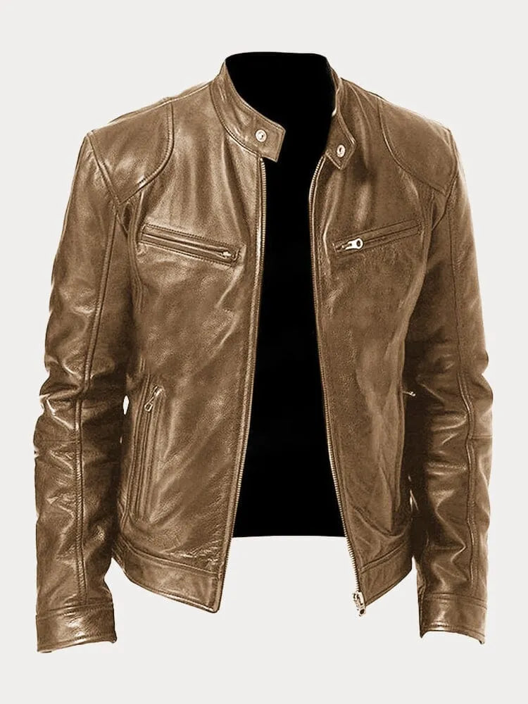 Men's Stand Collar Zip Jacket, Long Sleeves, Zip Pockets