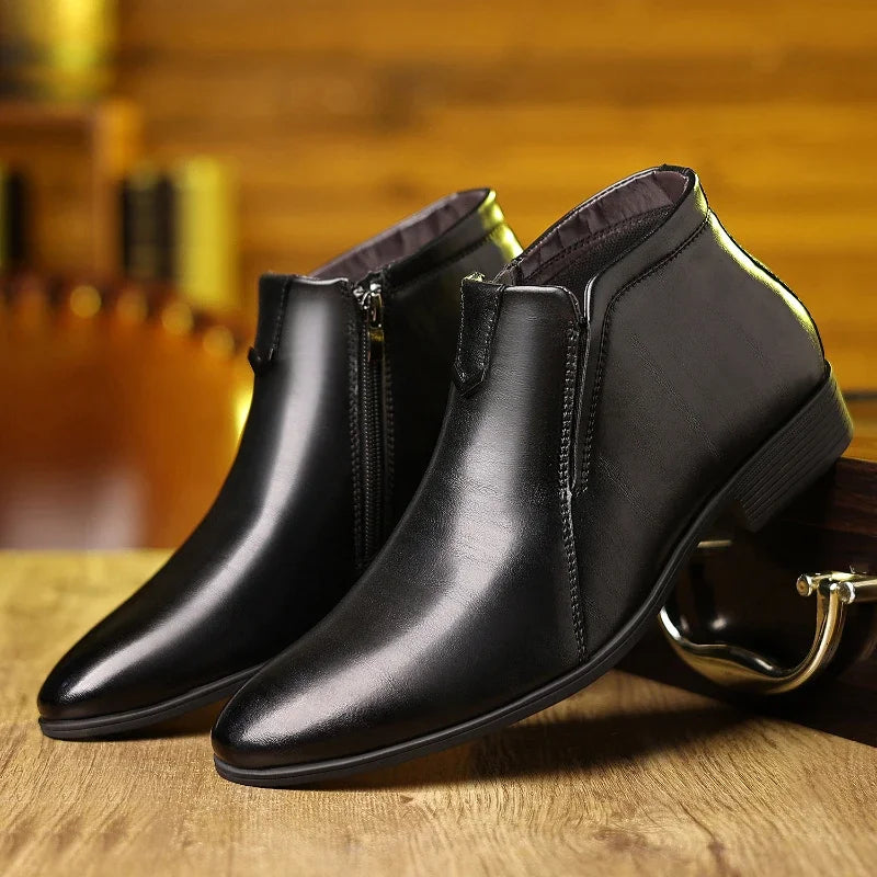 Pierre | Men's leather-like boots with zipper