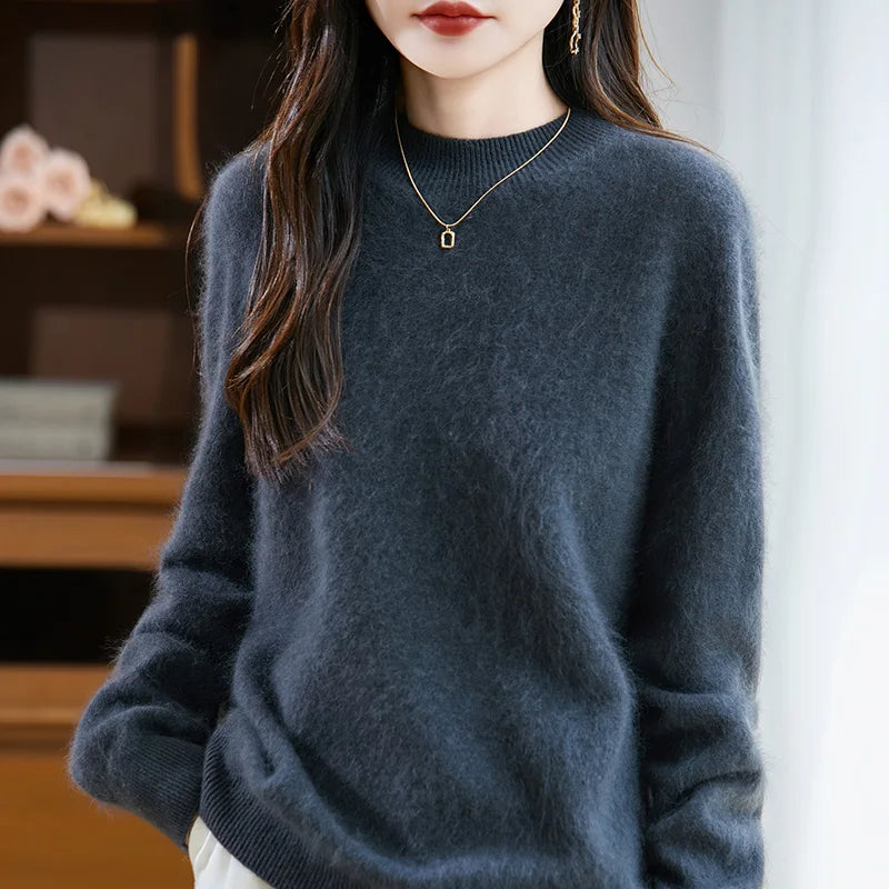 Arabelle | Womens Cashmere Wool Blend High Neck Sweater | Thick Soft Knit, Relaxed Fit | Red, Blue, Brown and More XS-XXXL