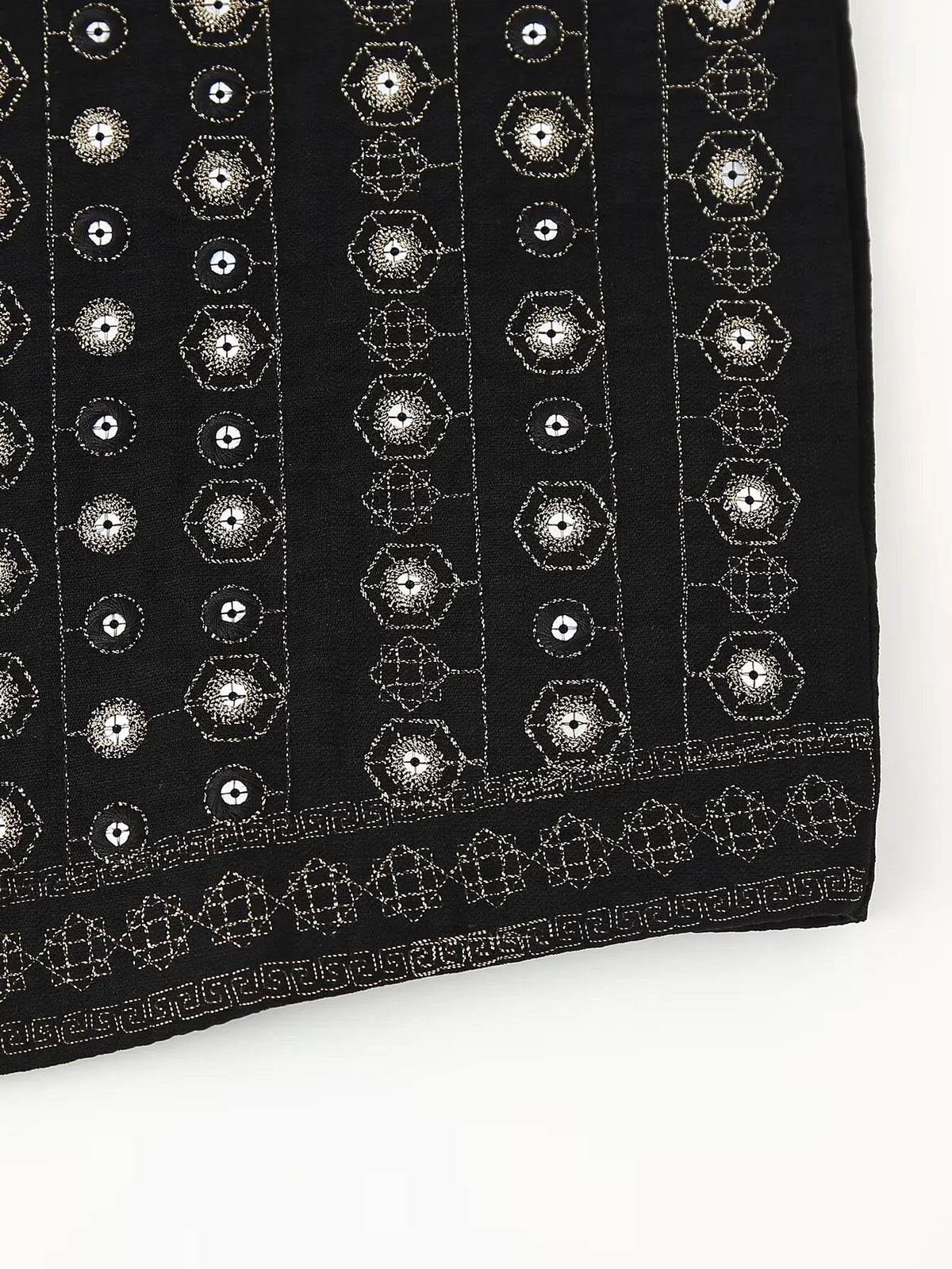 Women's Sequin-Embroidered Boho Vest, Cropped Cut | Hand-Stitched Sparkle, Open-Front Design | Black | Sizes S–L
