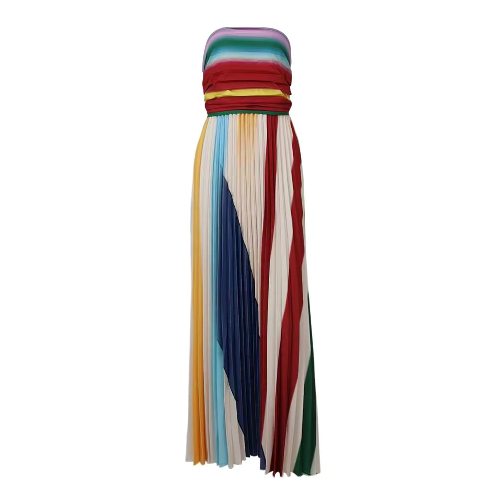 Dorothea | Strapless Smocked Striped Sundress with Bodice