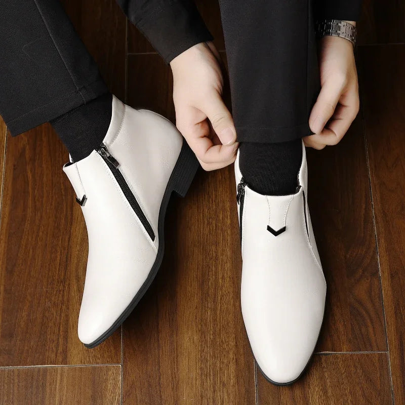 Pierre | Men's leather-like boots with zipper
