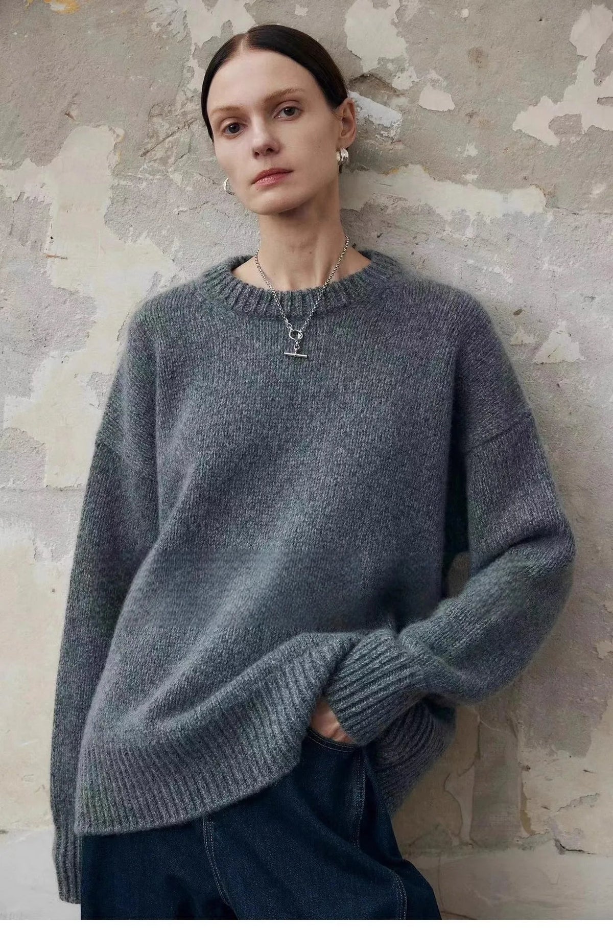 Deanna | Womens Pure Cashmere Oversized Sweater | Relaxed Fit, Soft Warm Knit | Gray, White or Brown Sizes S-2XL