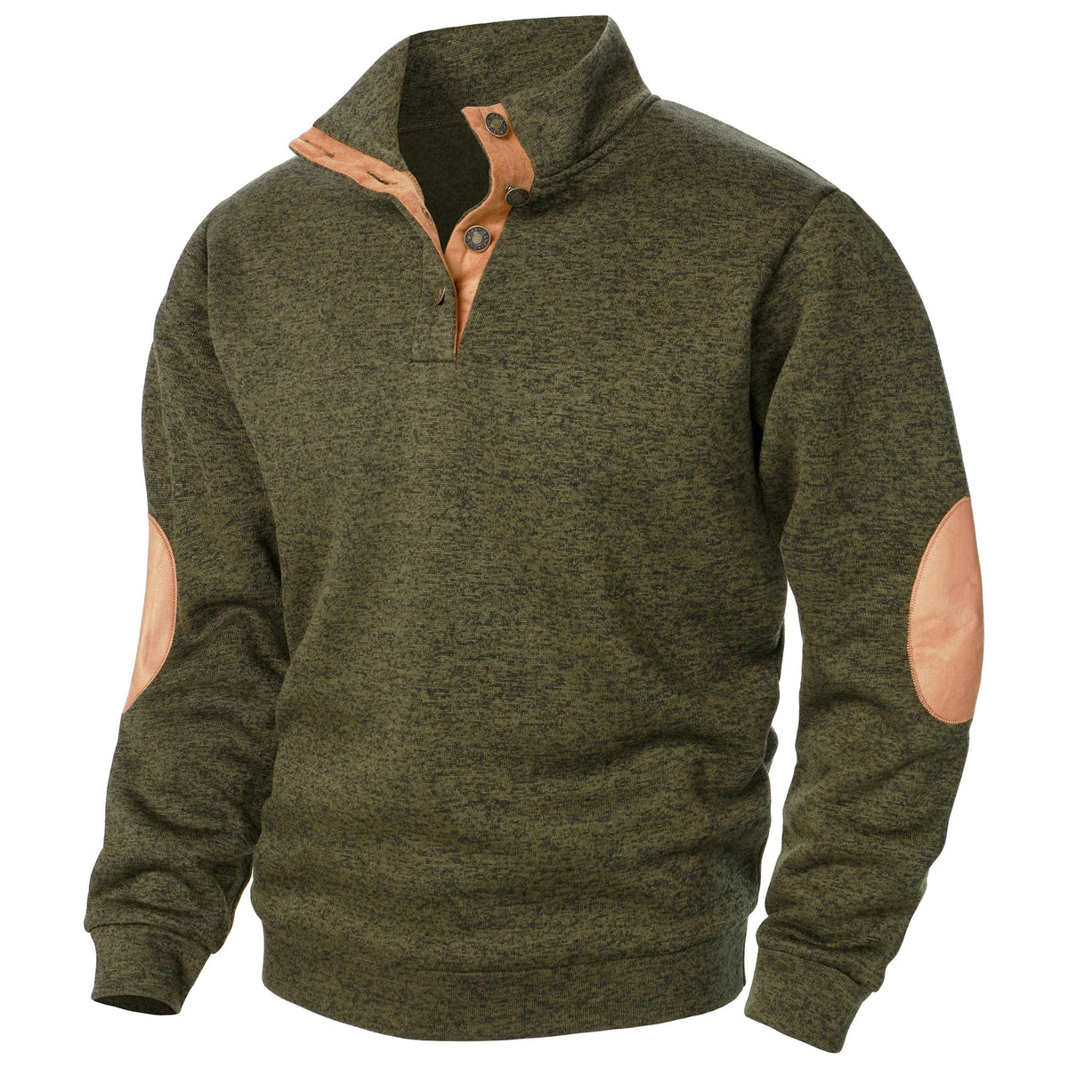 Men's Textured Mock Neck Sweater, Long Sleeves, Button Placket