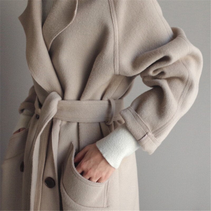 Women's Coat with Wool | For Winter | Size S-2XL | Beige, Brown, Black