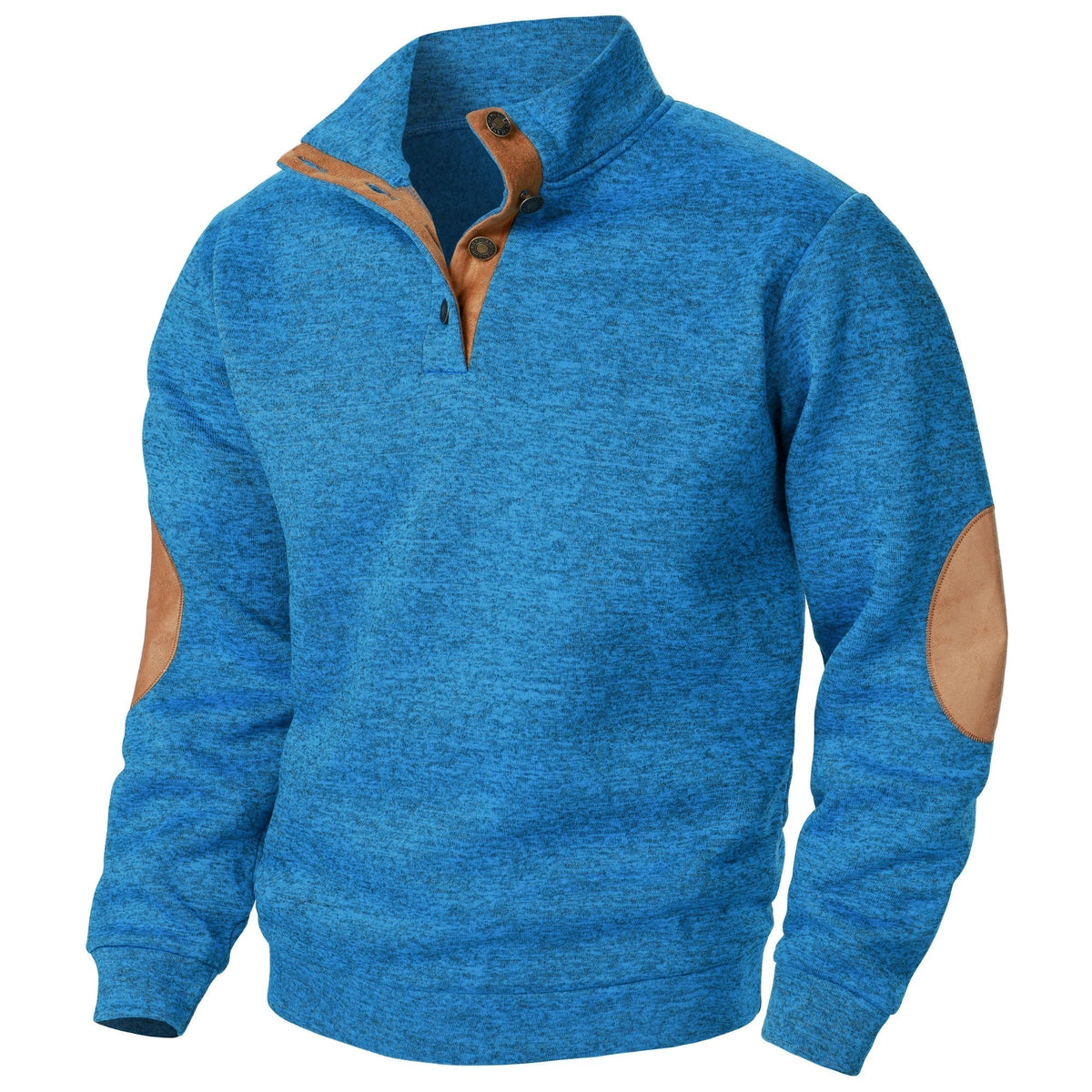 Men's Textured Mock Neck Sweater, Long Sleeves, Button Placket