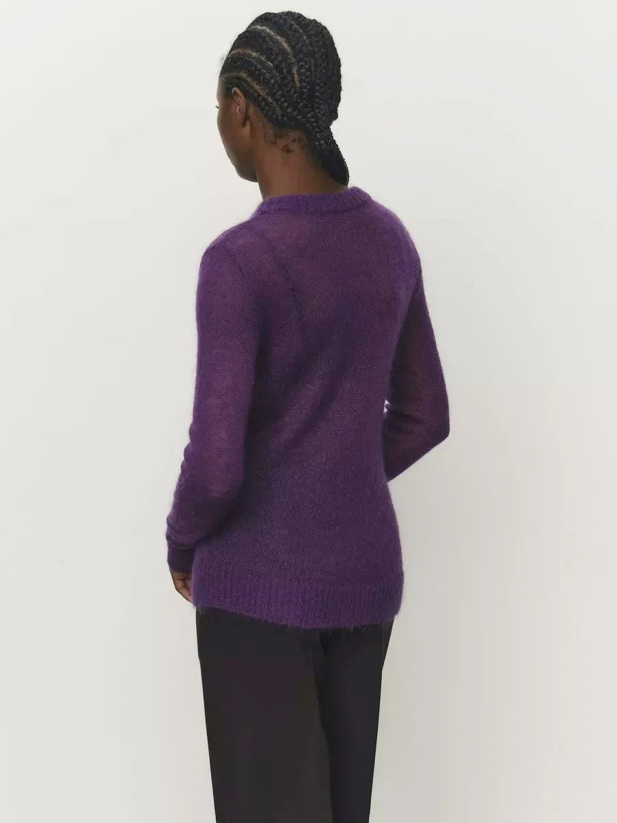 Natasha | Womens Crewneck Knit Sweater | Lightweight Layering Piece, Streamlined Cut | Yellow, Red, Pink and More S-L