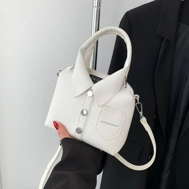 Collared Leather-Like Bag