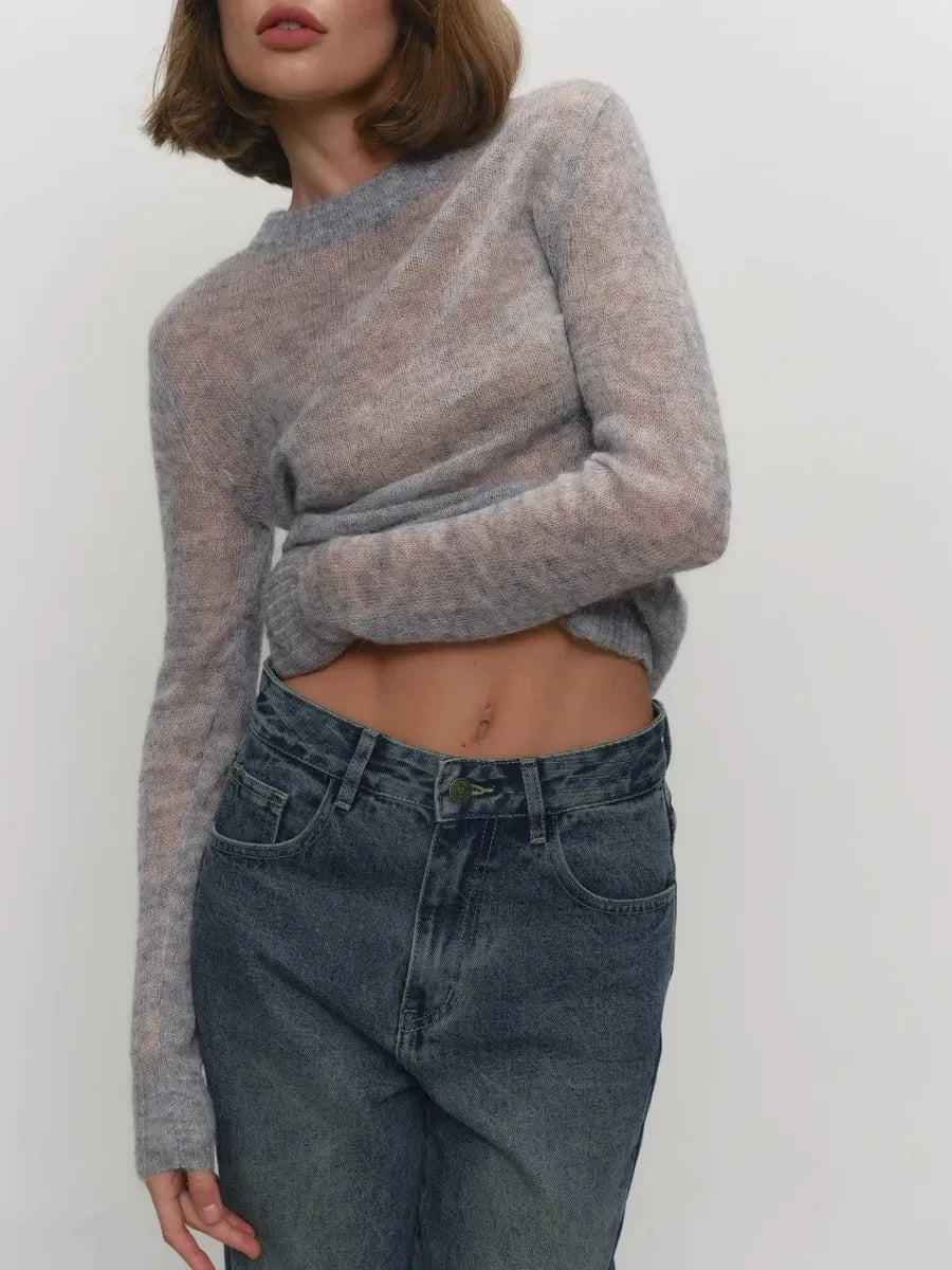 Natasha | Womens Crewneck Knit Sweater | Lightweight Layering Piece, Streamlined Cut | Yellow, Red, Pink and More S-L