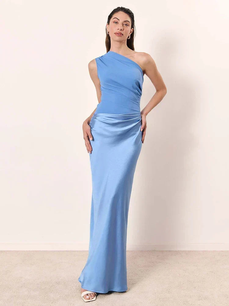 Luna | Satin Maxi Dress with Slit