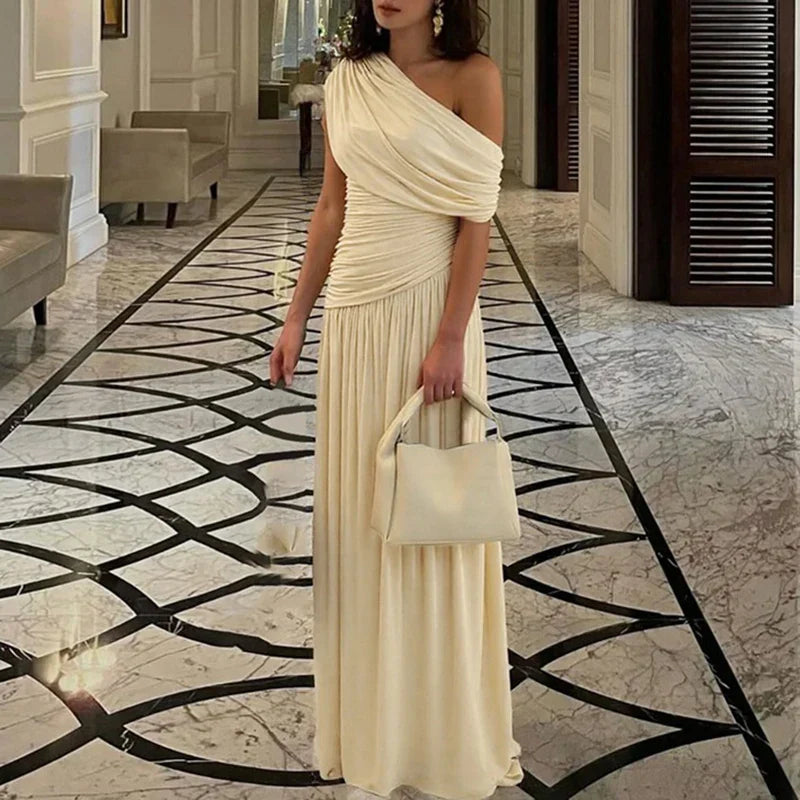 Eva's Boutique | Elegant Slant Maxi Dress