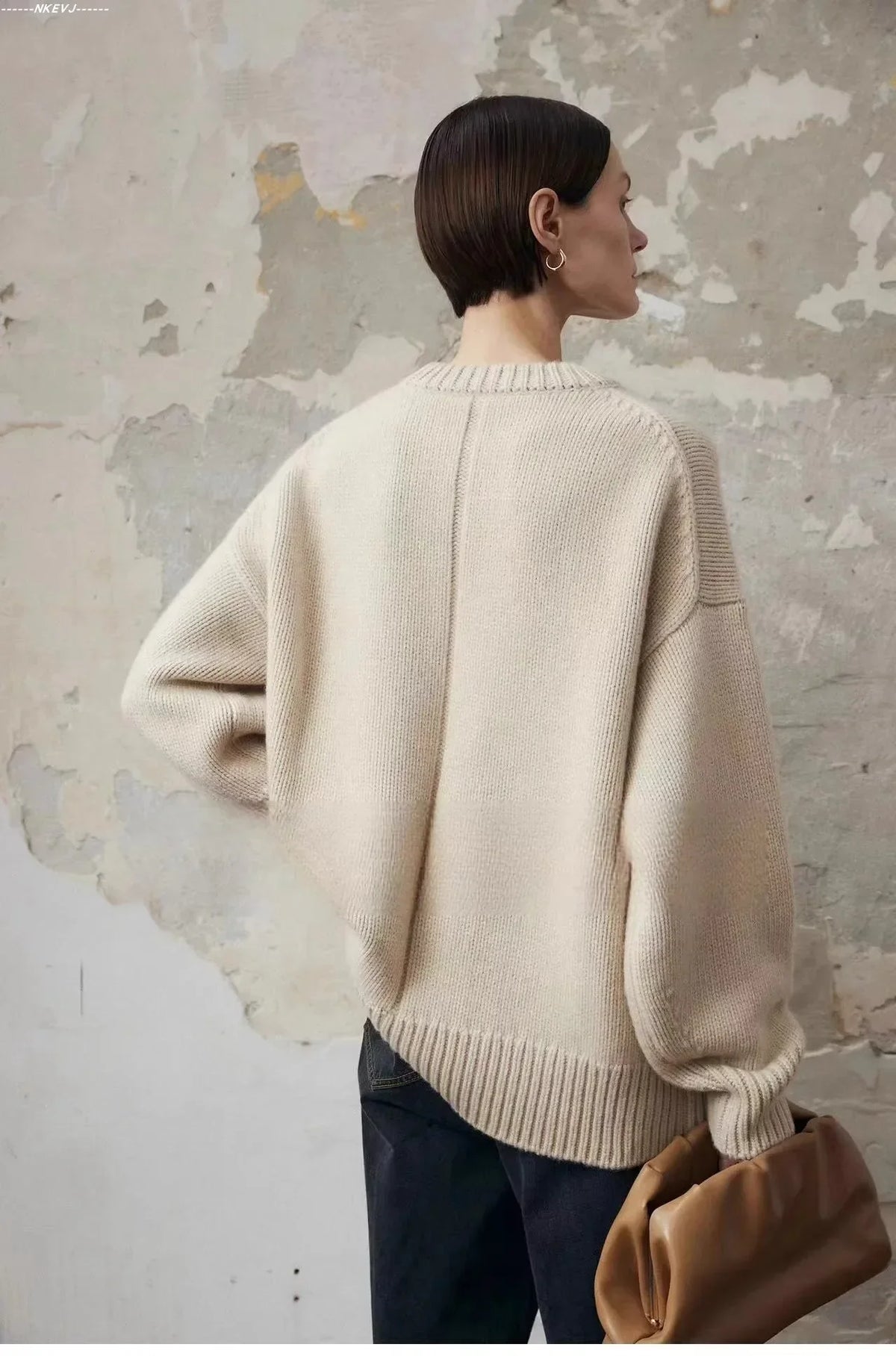 Deanna | Womens Pure Cashmere Oversized Sweater | Relaxed Fit, Soft Warm Knit | Gray, White or Brown Sizes S-2XL