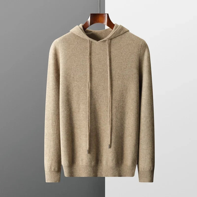 Luke | Mens Merino Wool Hoodie | Soft, Breathable Yet Warm, Single-Thread Design | Khaki, Light Gray and More XS-2XL