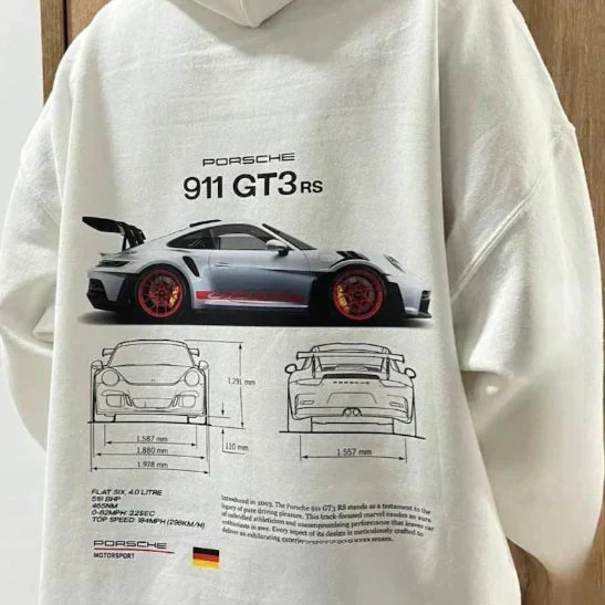 Men's Oversized Porsche Graphic Hoodie, Hooded, Long Sleeves
