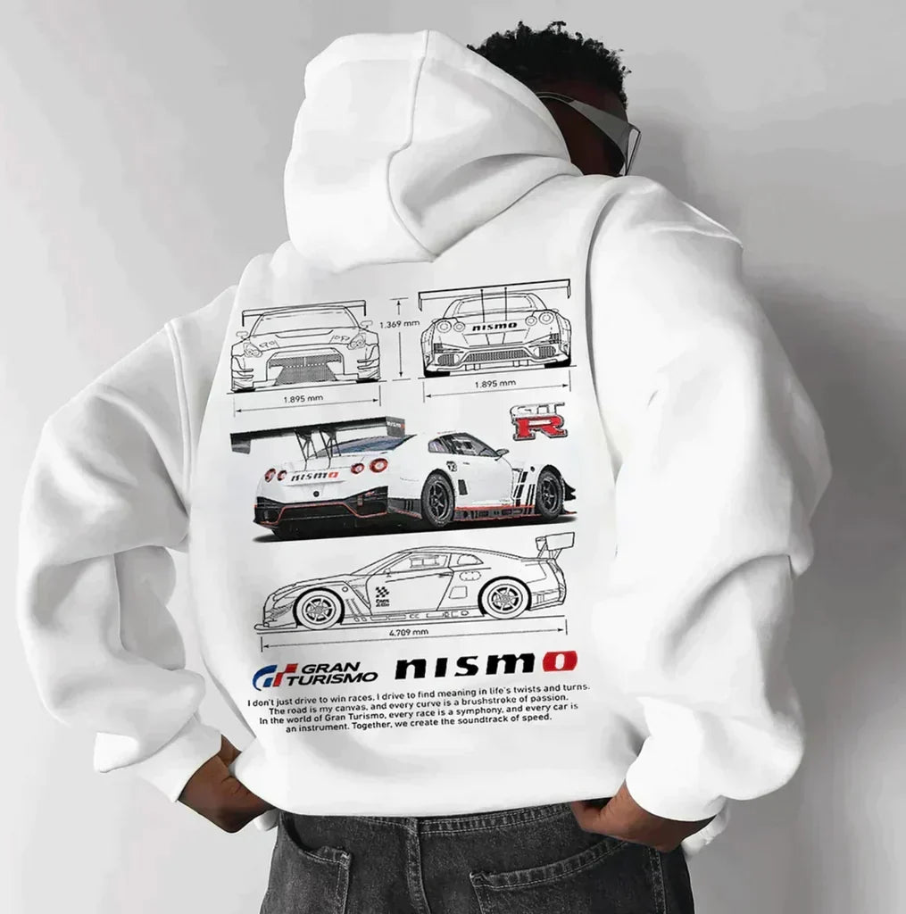 Men's Oversized Porsche Graphic Hoodie, Hooded, Long Sleeves