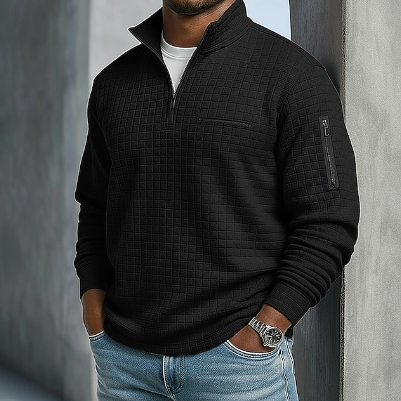 Kurt | Mens Quarter-Zip Waffle Sweater | Breathable Waffle Weave, Relaxed Fit | Orange, Blue, Purple and More S-3XL