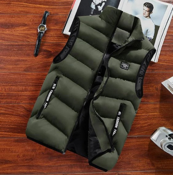 Carlton | Mens Quilted Puffer Vest with Stand Collar | Zip Front, Zippered Pockets | Red, Black, Navy Blue and 6 More M-4XL