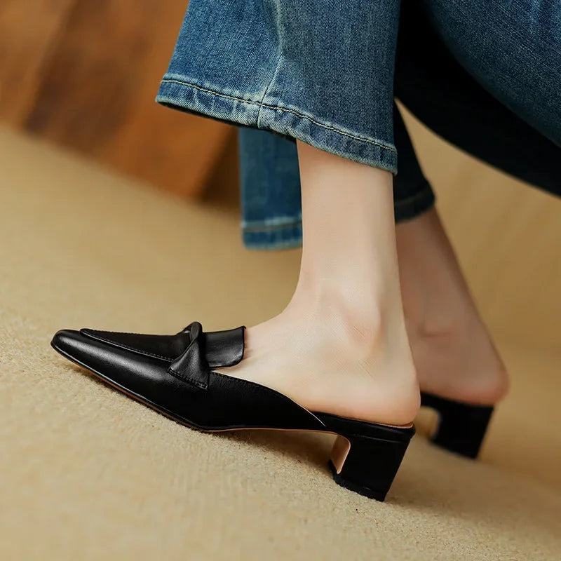 Alaya Genuine Leather Mules
