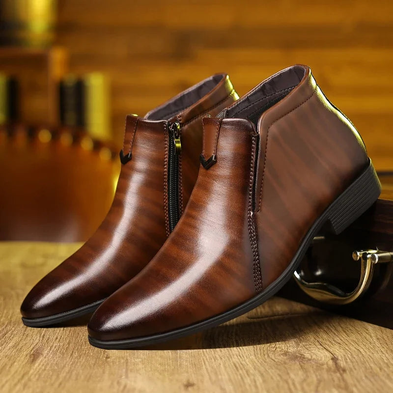 Pierre | Men's leather-like boots with zipper