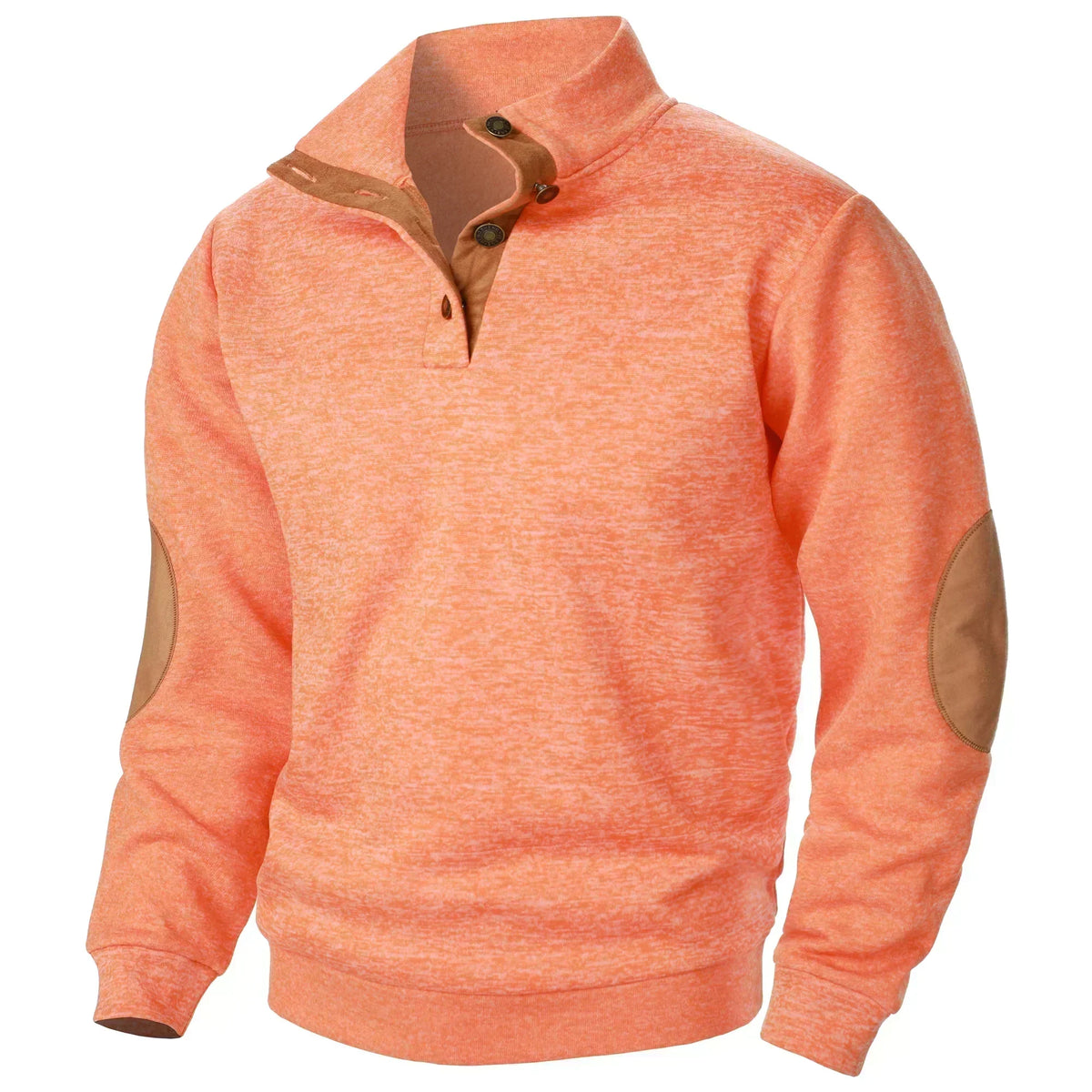 Men's Textured Mock Neck Sweater, Long Sleeves, Button Placket